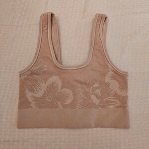 Offline Bra by Aerie Womens XS S Tan Floral Seamless Ribbed Crop Top